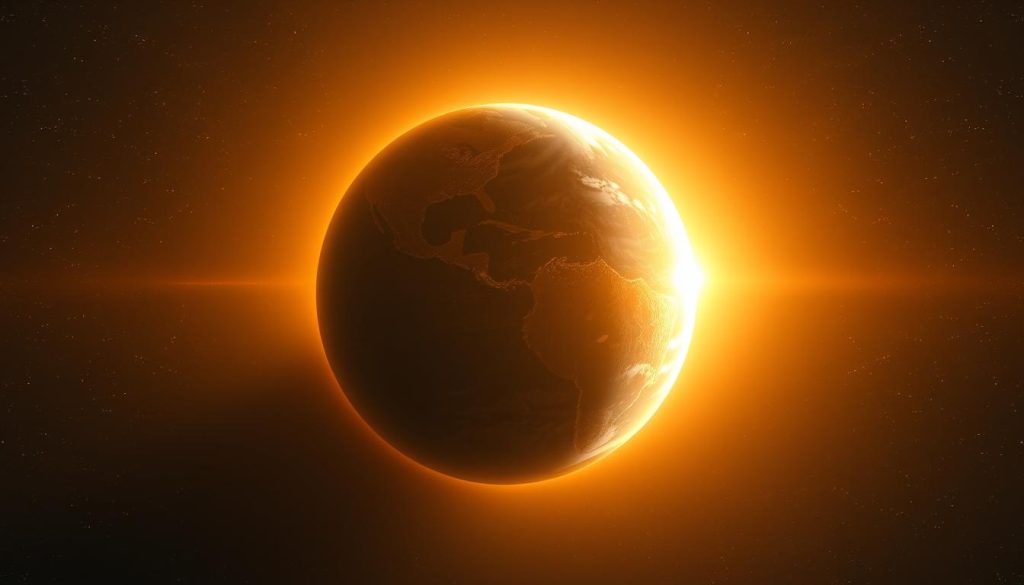 A stunning exoplanet, discovered by a team of dedicated astronomers, floats majestically against a backdrop of distant stars. The world, similar in size and composition to Earth, is bathed in a warm, golden glow, hinting at the possibility of a thriving ecosystem. Vast continents and sprawling oceans are visible, suggesting an environment capable of supporting life. The scene is captured with a wide-angle lens, emphasizing the planet's grand scale and mysterious allure. Soft, diffused lighting casts dramatic shadows, creating a sense of depth and dimension. This awe-inspiring discovery promises to expand our understanding of the cosmos and the potential for habitable worlds beyond our solar system.
