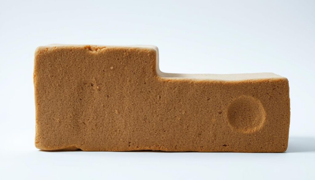 An eco-friendly brick composed of sand and bacteria, crafted with meticulous precision. The brick's surface exhibits a smooth, textured pattern, reflecting the innovative construction process. Soft, diffused lighting illuminates the brick, highlighting its earthy, natural tones. The brick sits against a backdrop of clean, minimalist space, allowing its distinctive features to take center stage. The overall composition conveys a sense of scientific innovation, sustainable materials, and a commitment to environmentally conscious solutions.